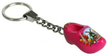 Sleutelhanger met klompje roze tulp