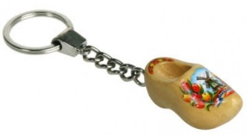 Sleutelhangers met klompje blank gelakt tulp