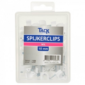 Spijkerclips wit 10 mm